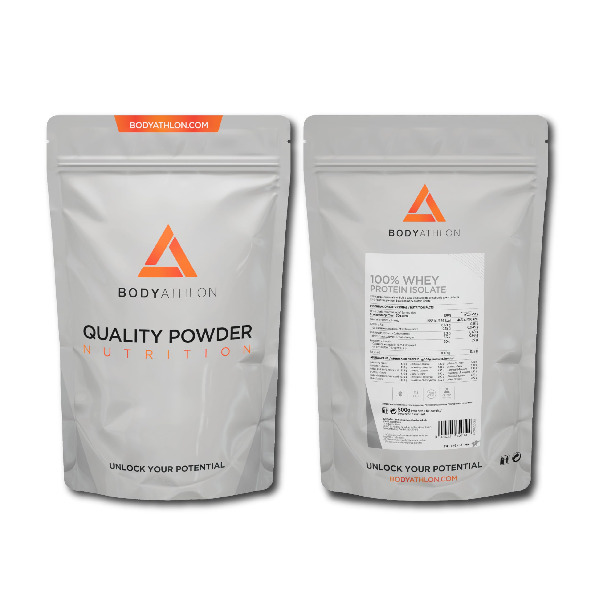 100% Whey Isolate Protein (500g, Sin sabor)
