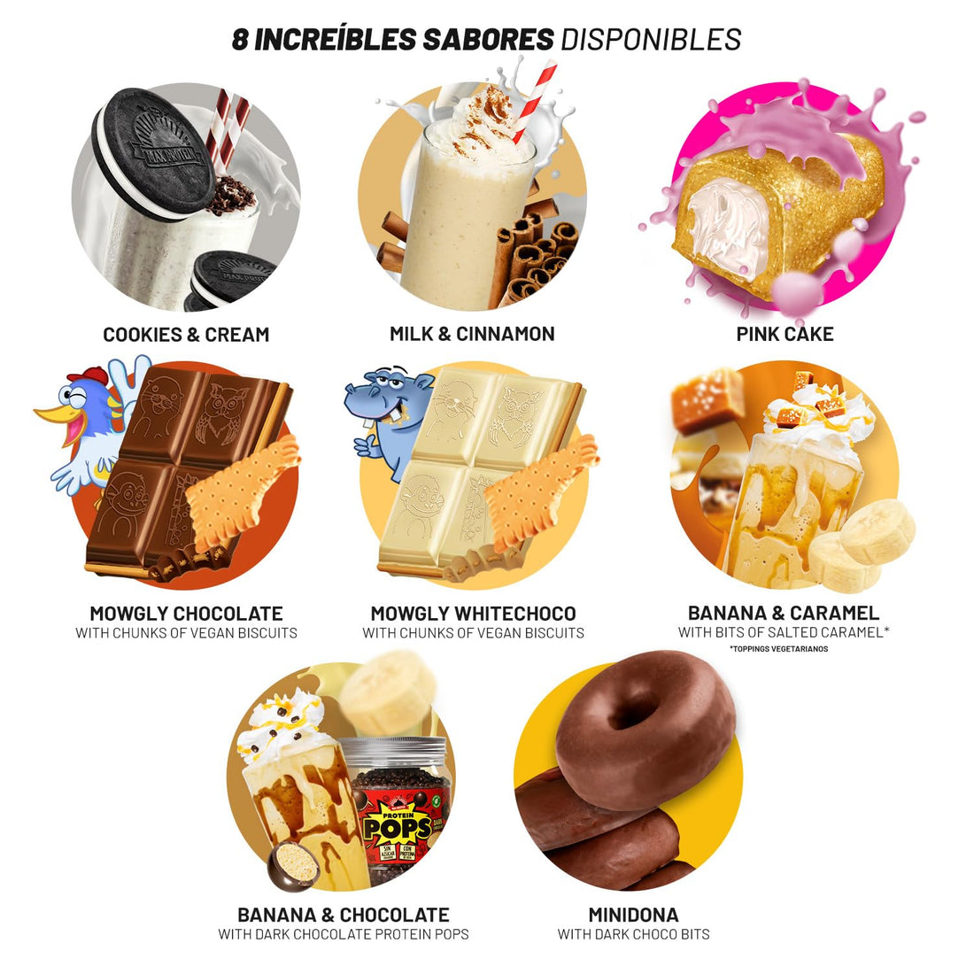 BIG - Proteina Vegetal 100% - Proteina en Polvo con Aminoácidos para Masa Muscular y Recuperación - Materia Prima Premium - Deliciosos Sabores Sin Lactosa (1Kg, Banana & Choco con Protein Pops)