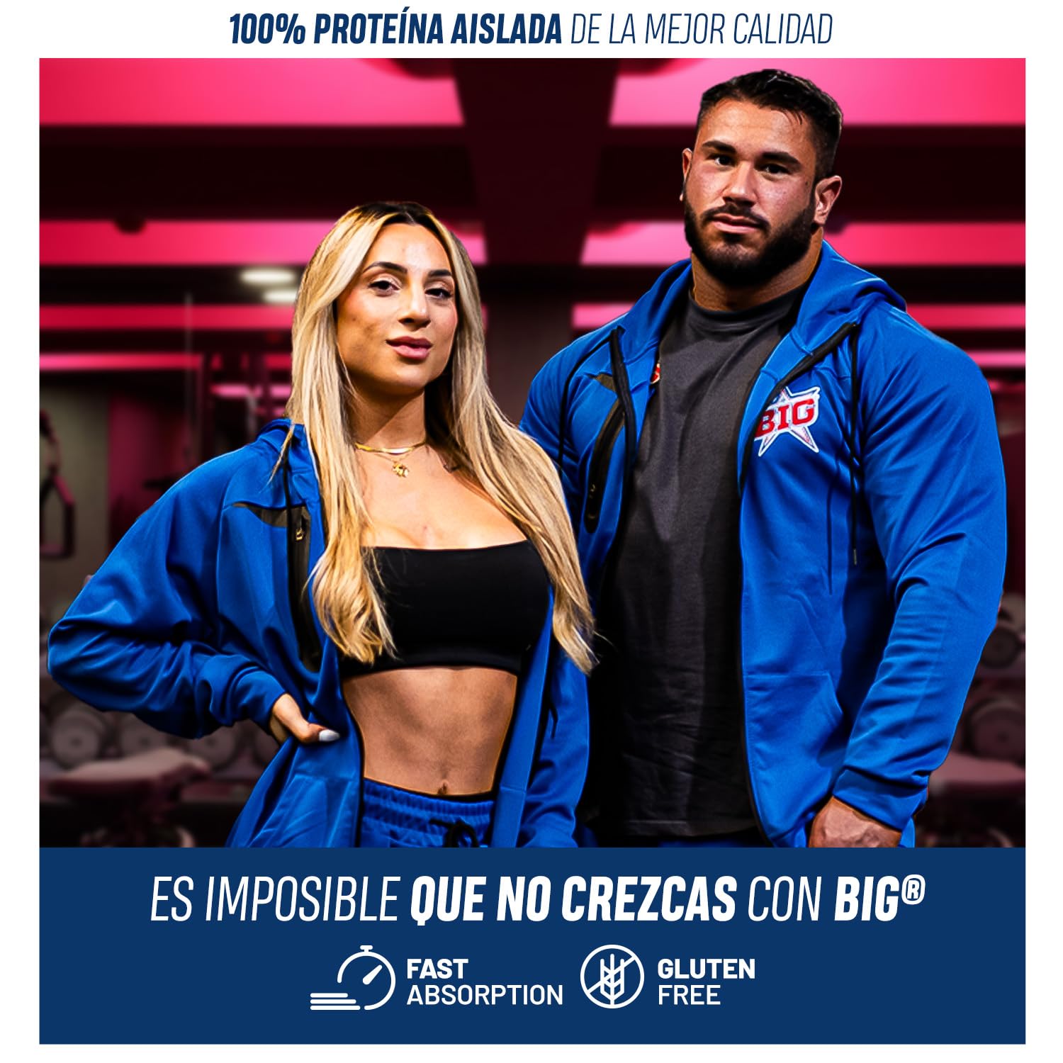 BIG - Proteina Isolada - Proteinas Whey para Masa Muscular - Whey Protein Isolate - Proteína en Polvo Materia Prima Premium Sin Grumos, Baja en Lactosa, Sin Azúcares Añadidos (2Kg, Natillas)