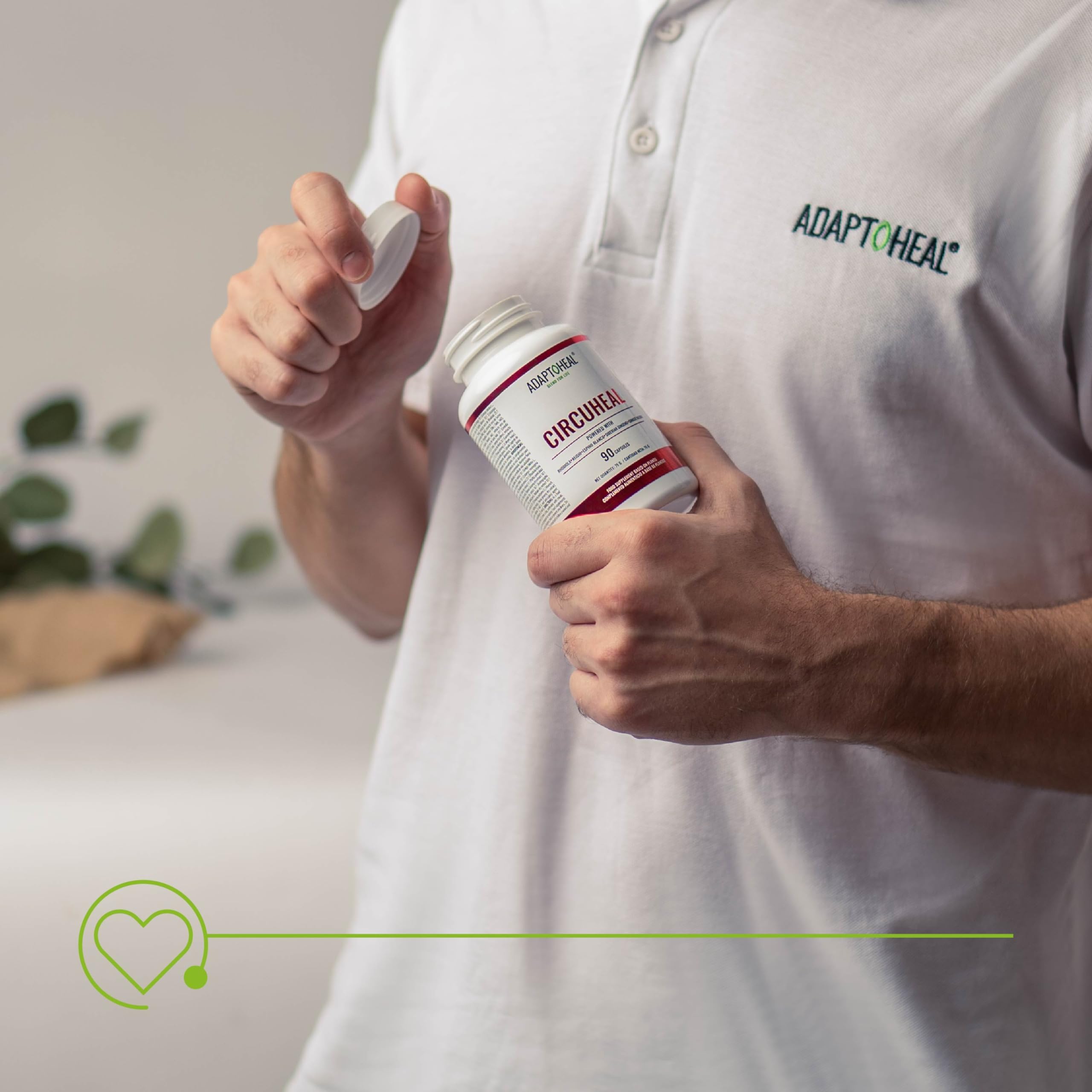 Adaptoheal Circuheal – Apoya el Sistema Circulatorio y la Salud Cardiovascular con Ginkgo Biloba, Rhodiola Rosea, Astragalus, Reishi – Vegano, Sin Gluten ni Lácteos (90 cápsulas)