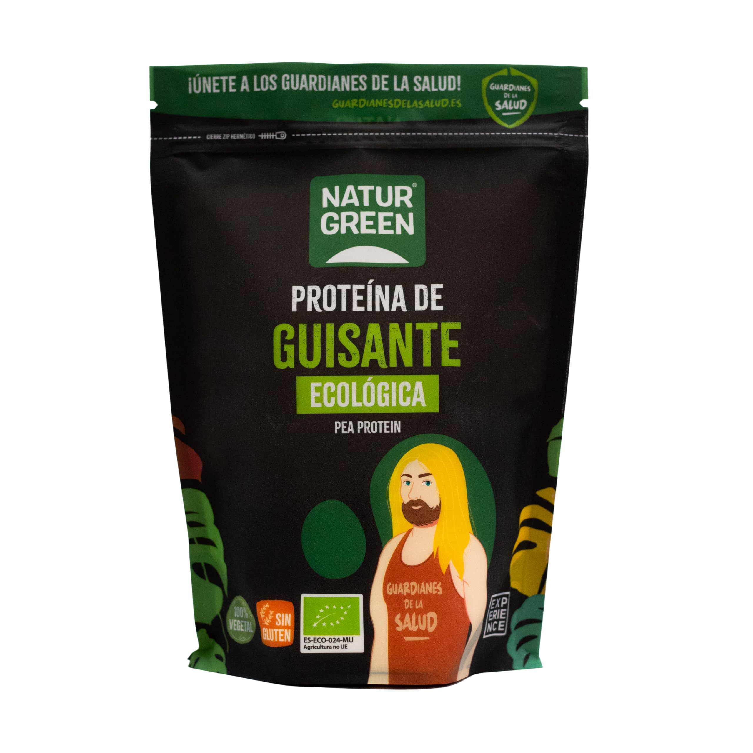 NaturGreen - Proteína de Guisante BIO, Concentrado de Proteína Ecológica, Superalimento, Polvo de Proteínas y Aminoácidos, 100% Vegano - 500 g