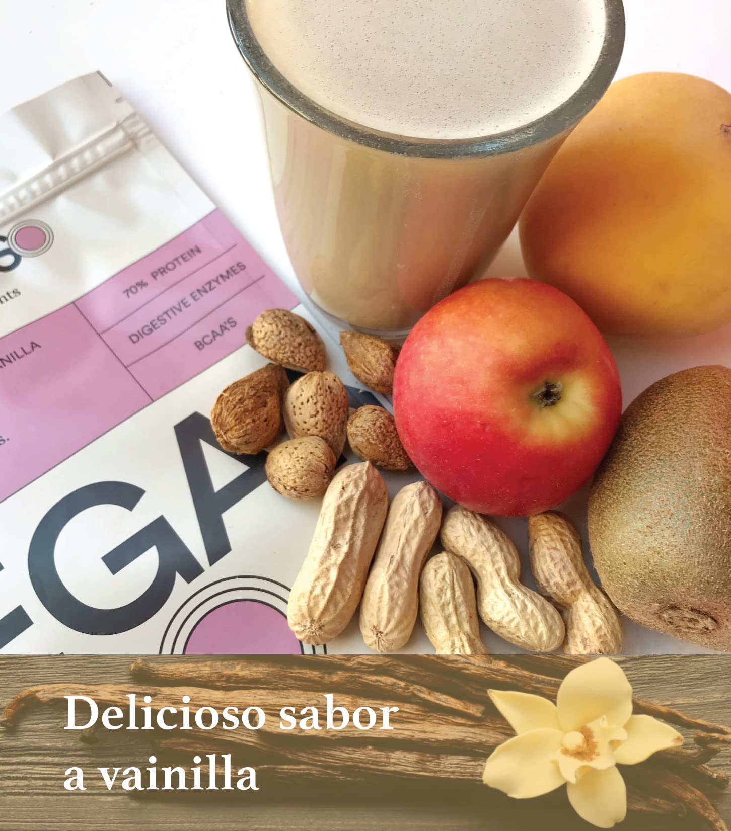 Proteína Vegana Sabor Vainilla en Polvo 100% - 400 g - Ideal para Dietas, Aumentar o Mantener Masa Muscular - Sin Lactosa ni Gluten - Glorioso Super Nutrients