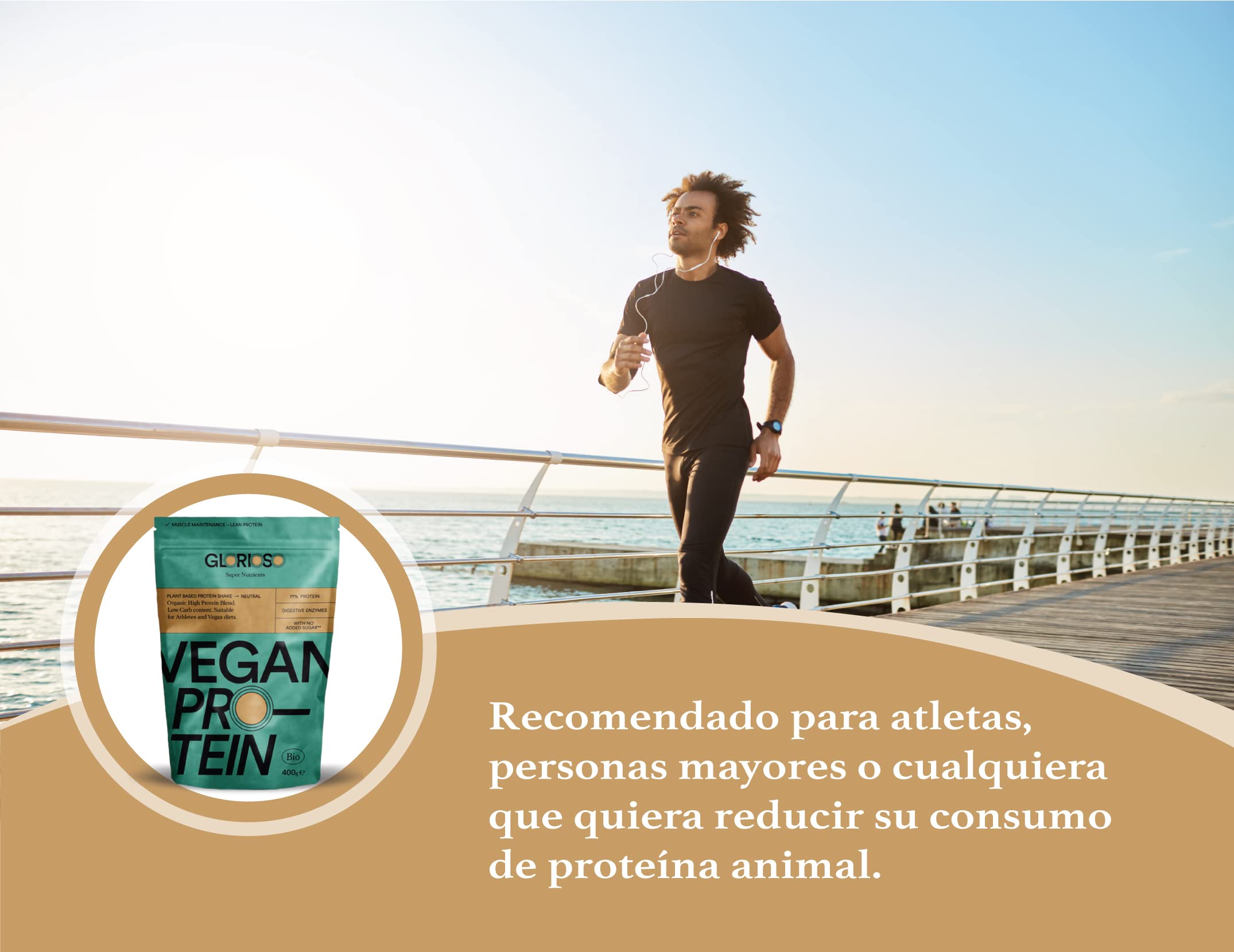 Proteína Vegana Sabor Neutro en Polvo 100% Bio - 400 g - Ideal para Dietas, Aumentar o Mantener Masa Muscular - Sin Lactosa ni Gluten - Glorioso Super Nutrients