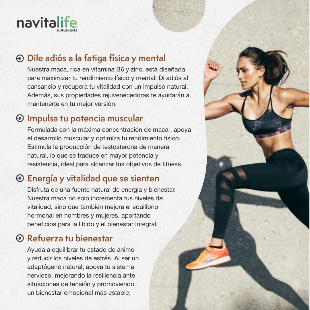 Maca negra 40.000mg Extracto 25:1 + Ginkgo Biloba, Zinc, L-Arginina y Vitamina B6. Potencia tu energía y agilidad mental| Mejora tus momentos más personales. 120 cápsulas