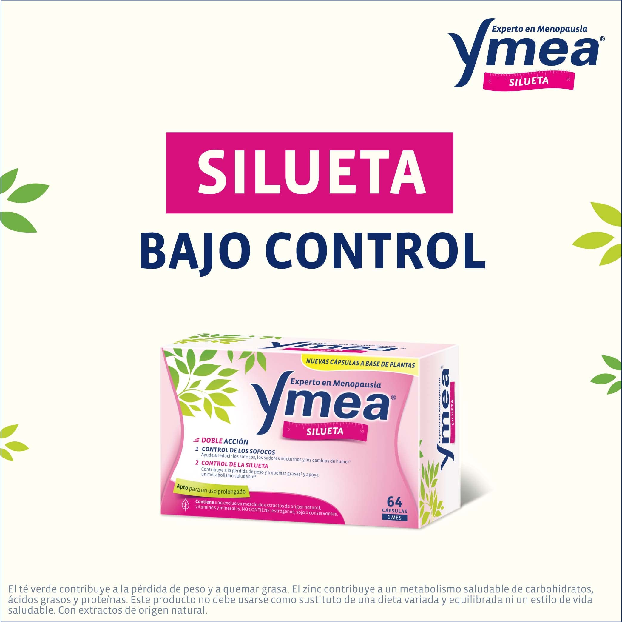 Ymea Menopausia Silueta, Control de Sofocos y Figura, Tratamiento 1 Mes - 64 Cápsulas