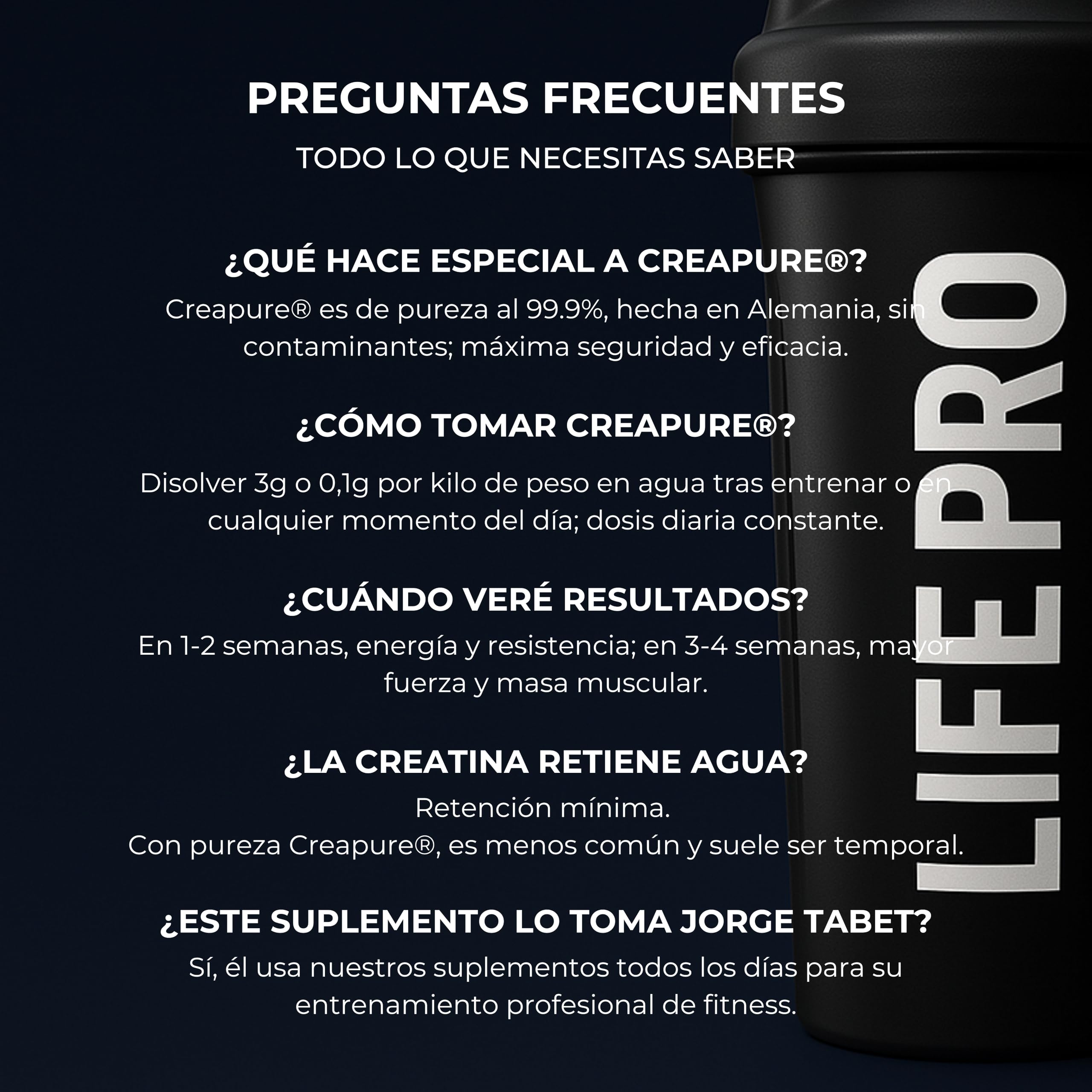 Creatina Monohidratada Creapure Life Pro 650g – Creatina Micronizada Pura, Hasta 216 Tomas – Sin Gluten, Para Fuerza, Energía y Recuperación Muscular – Calidad Alemana Garantizada