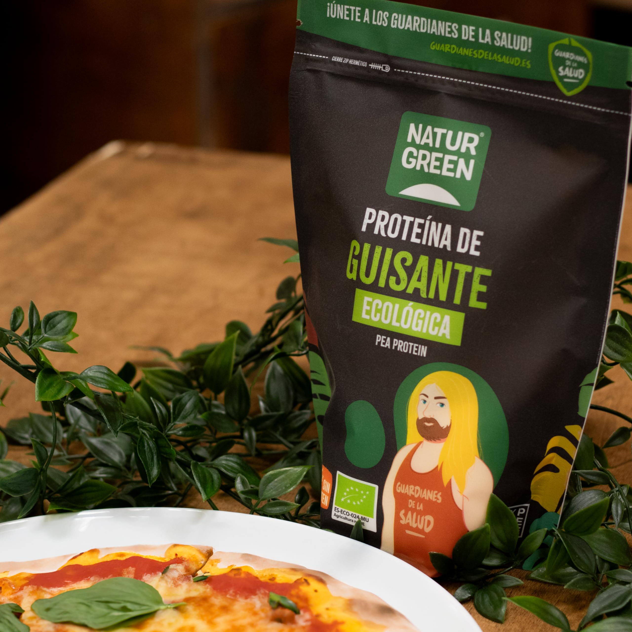 NaturGreen - Proteína de Guisante BIO, Concentrado de Proteína Ecológica, Superalimento, Polvo de Proteínas y Aminoácidos, 100% Vegano - 500 g