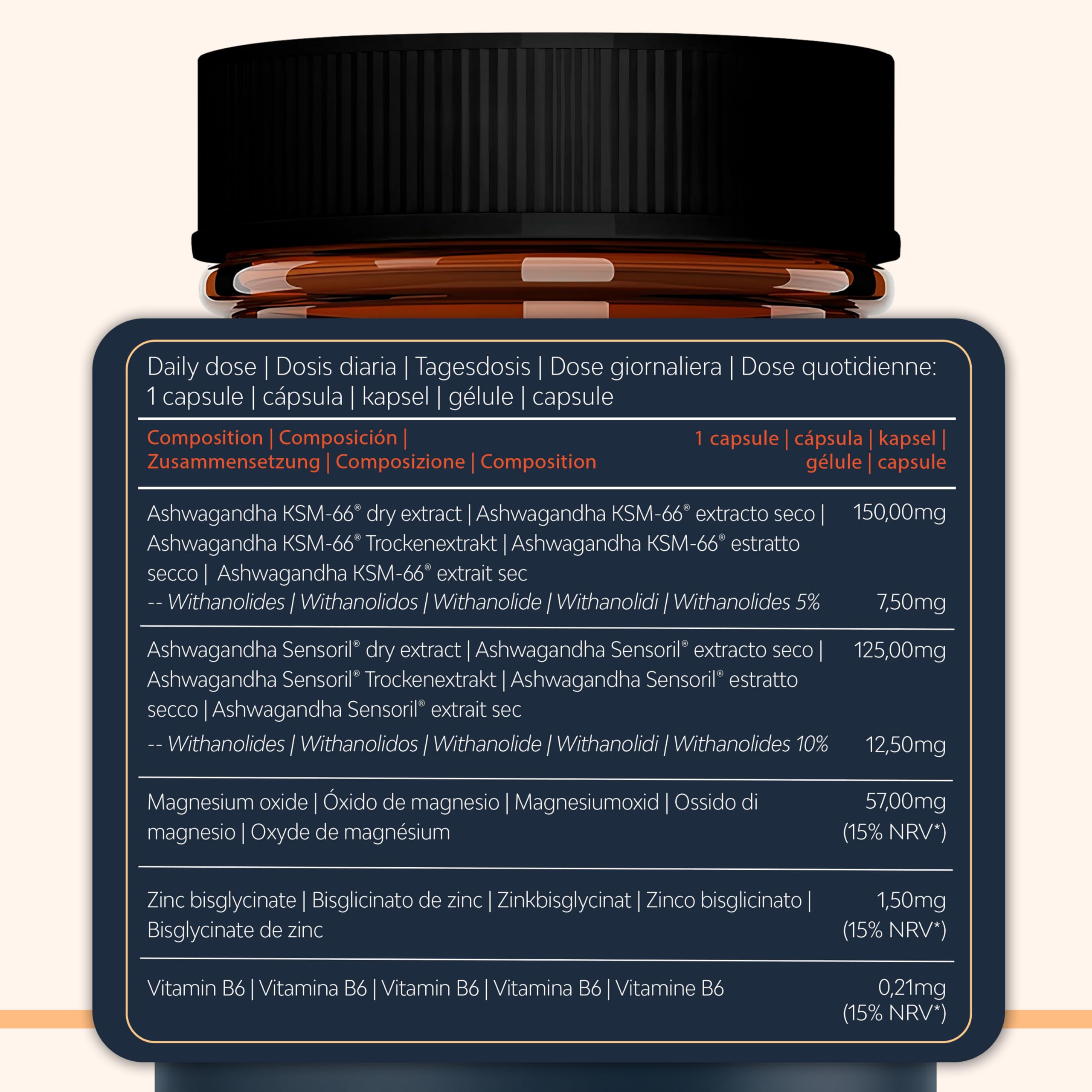 Ashwagandha KSM-66 con Sensoril (15-20% Withanolidos) - Alta Potencia Adaptógeno y Nootropico, Sueño Profundo, Bienestar, Energía, Concentración y Reducción de Cortisol, 2 Meses