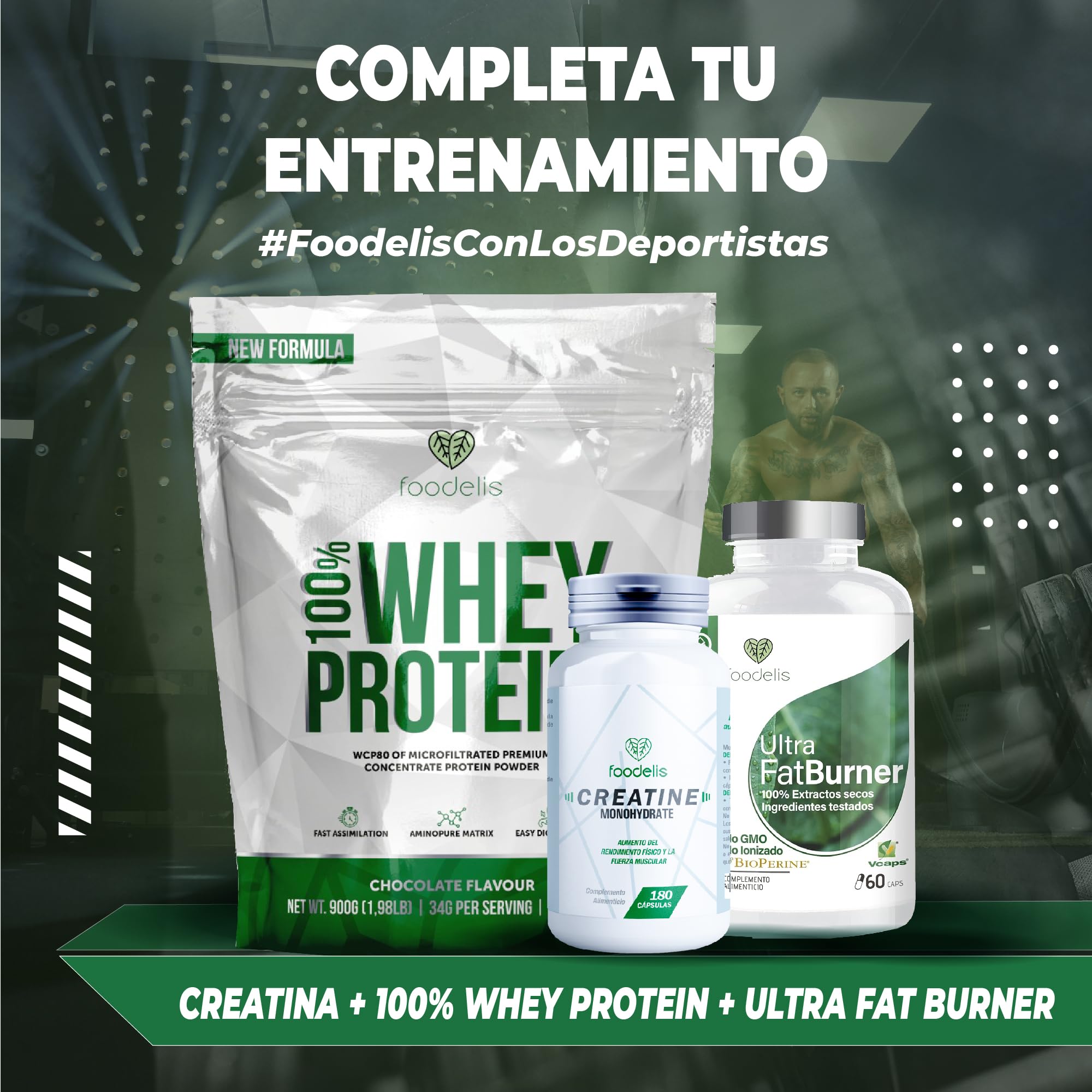 Foodelis Creatina Monohidratada en Polvo 300g / 100 Dosis - 100% Creatina Monohidrato Micronizada - Sin Sabor - Pura y Sin Aditivos - No-GMO - Alta Solubilidad - Incluye Dosificador