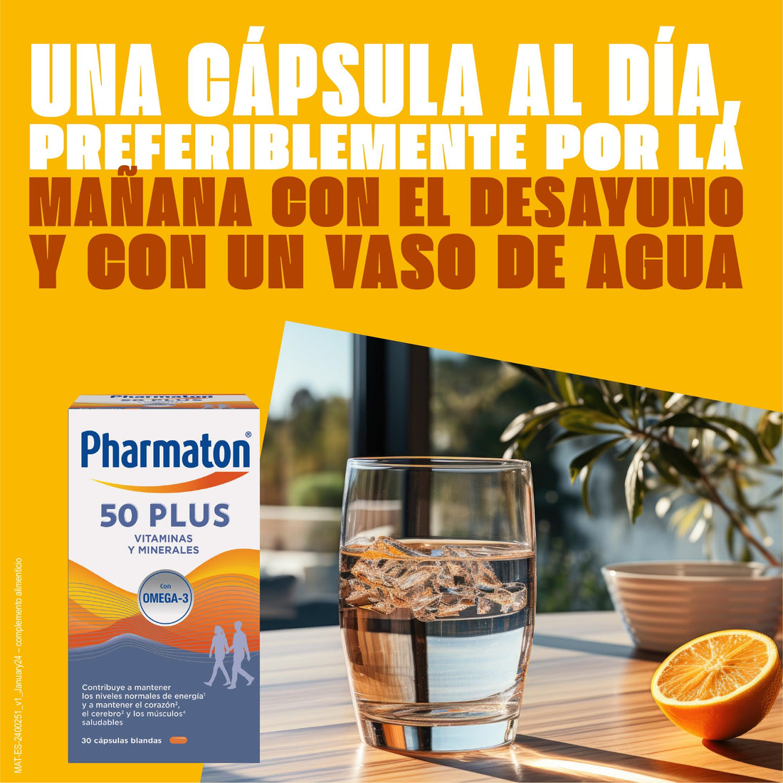 Pharmaton 50+ - Multivitamínico con Omega 3-120 cápsulas - Ayuda a mantener la energía a partir de los 50 años