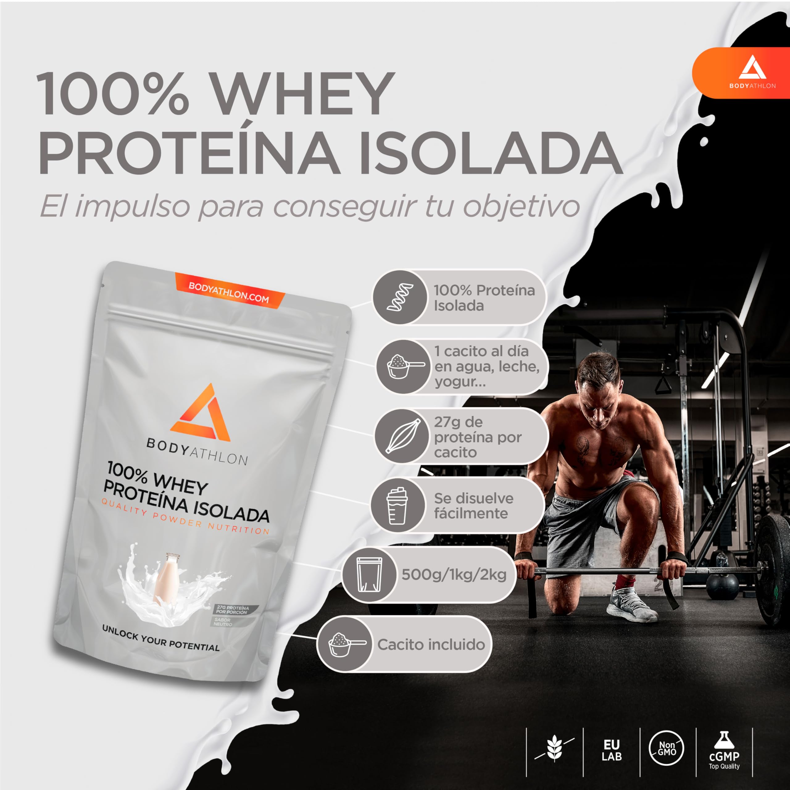 100% Whey Isolate Protein (500g, Sin sabor)