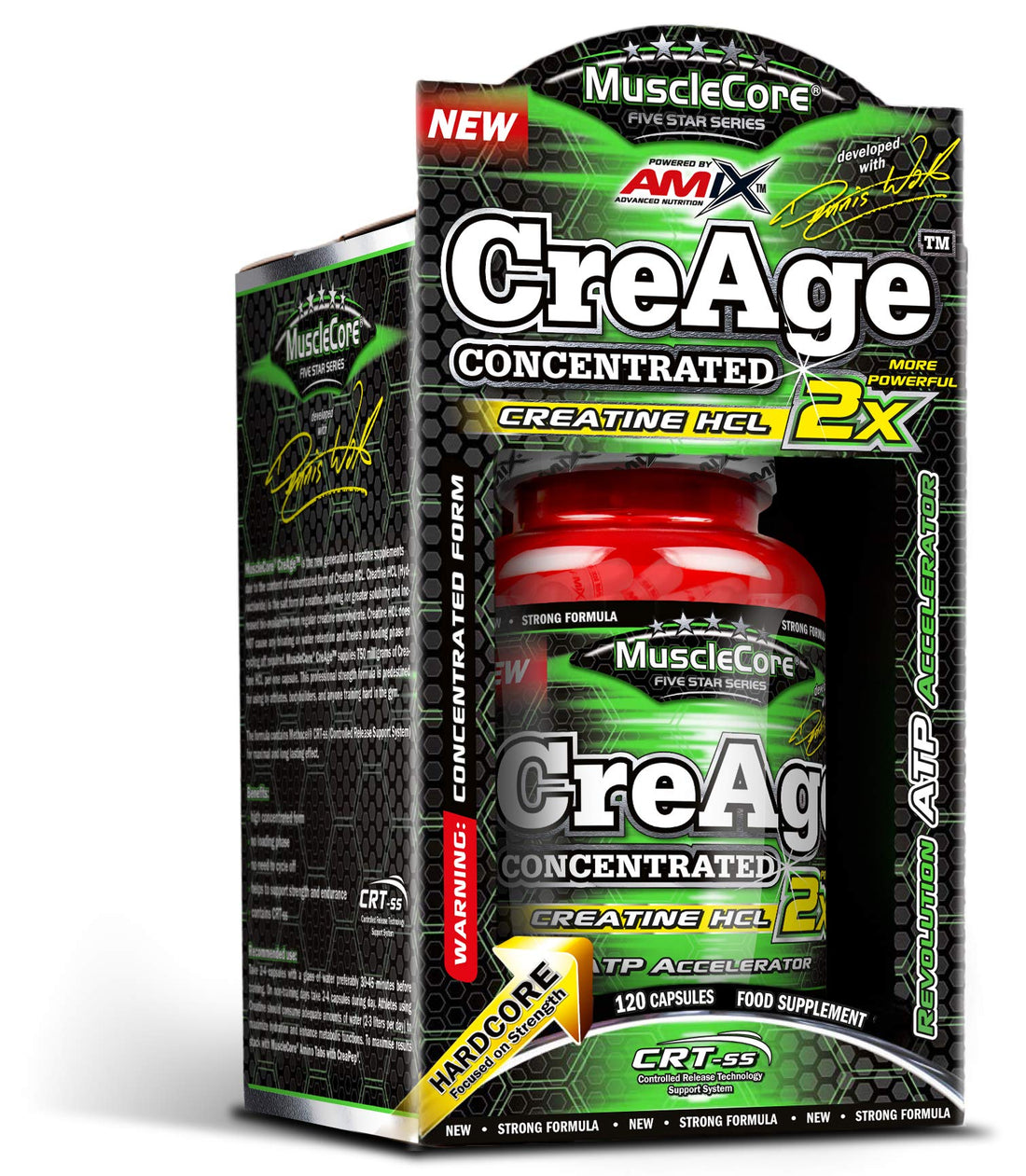 AMIX - Complemento Alimenticio - MuscleCore CreAge - 120 Cápsulas - Fórmula con Clorhidrato de Creatina - Aumenta la Fuerza y la Resistencia - Suplementos para Ganar Masa Muscular - Creatina Amix