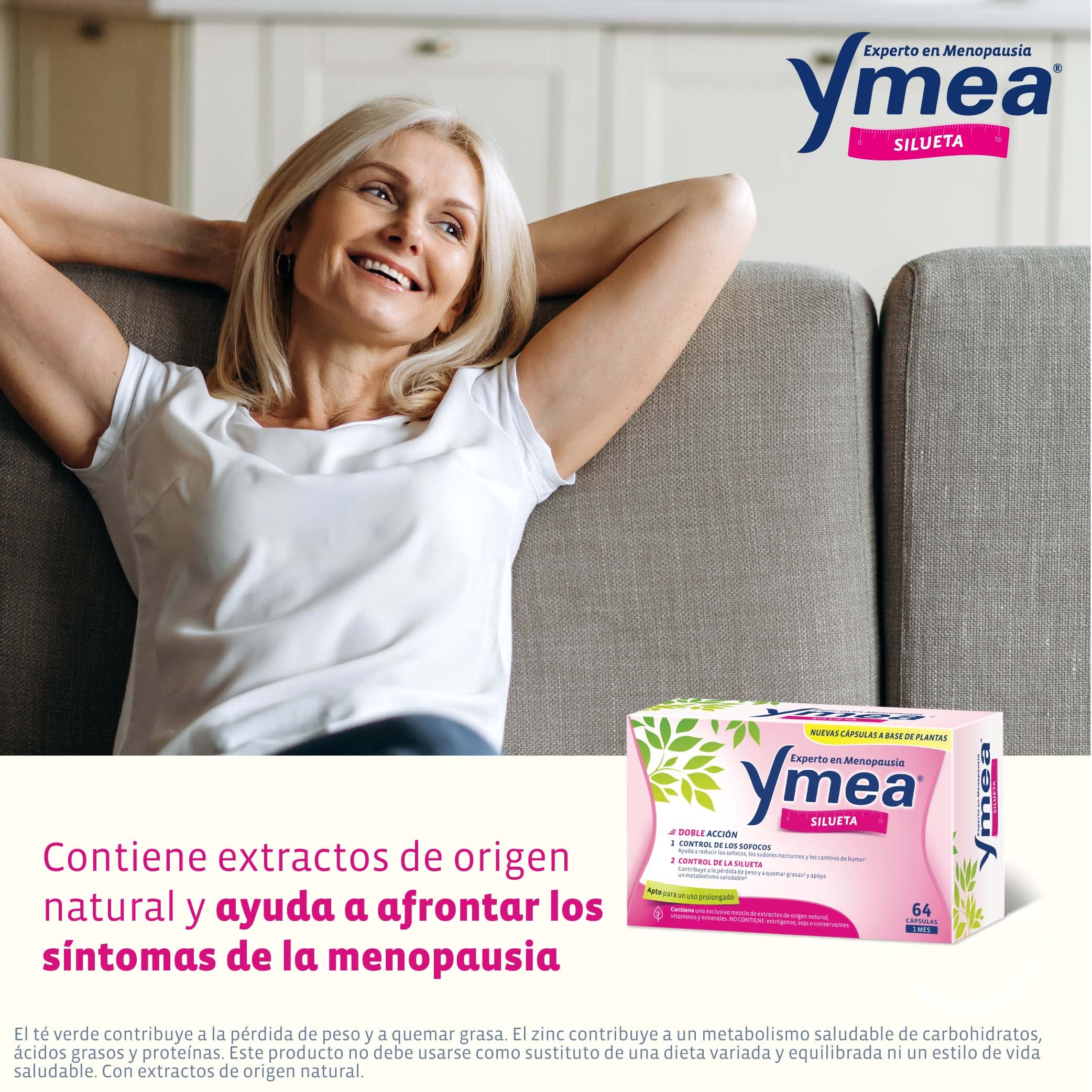 Ymea Menopausia Silueta, Control de Sofocos y Figura, Tratamiento 1 Mes - 64 Cápsulas