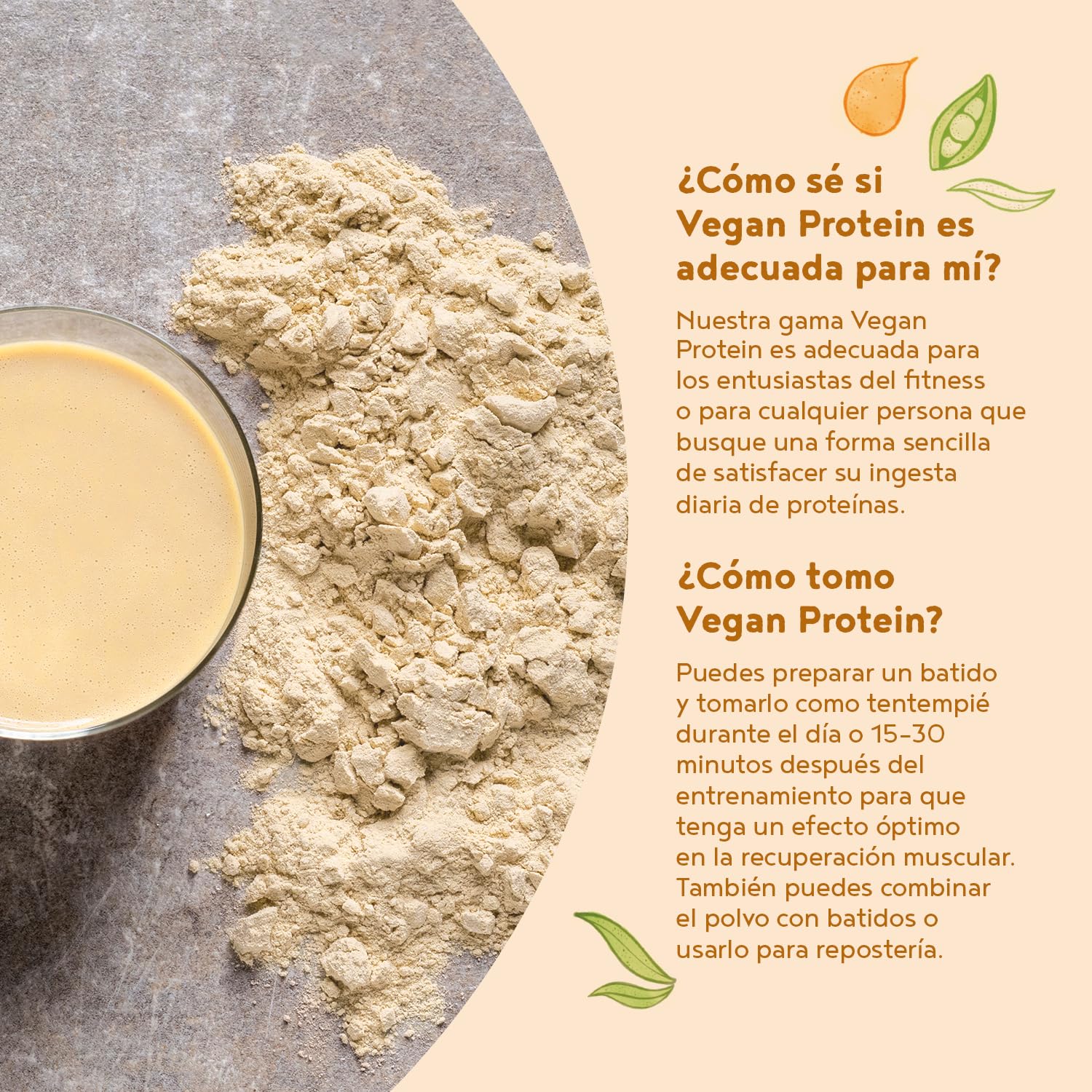 Proteína Vegana en Polvo | Sabor Mango | 100% Proteina Vegana | 21g dosis Vegan Protein Powder de Guisante y Arroz | Proteína Aislada para Masa Muscular | 600g | Alpha Foods