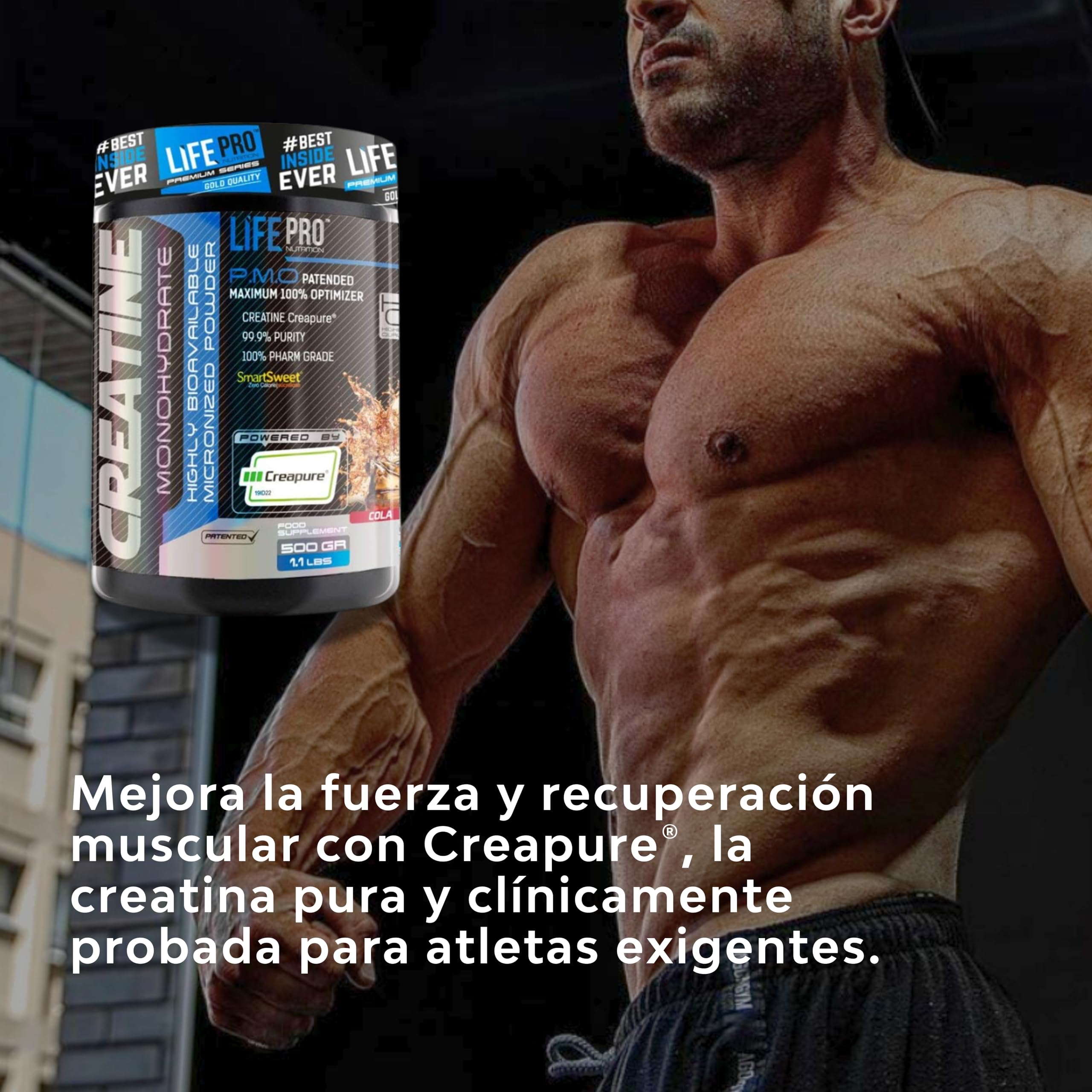 Life Pro Creatine Creapure 500g | Creatina Creapure en Polvo | Sello de Calidad Garantizada (COLA)