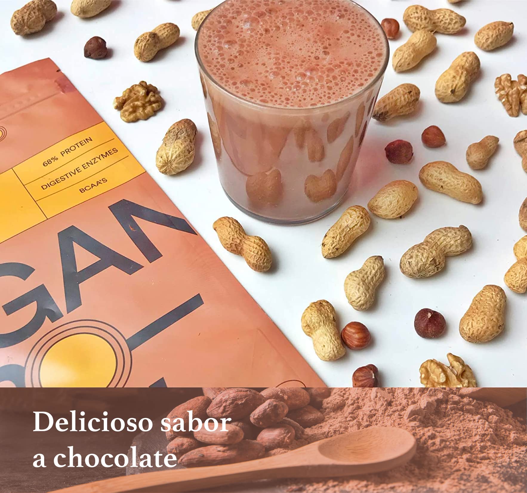 Proteína Vegana Sabor Chocolate en Polvo 100% - 400 g - Ideal para Dietas, Aumentar o Mantener Masa Muscular - Sin Lactosa ni Gluten - Glorioso Super Nutrients