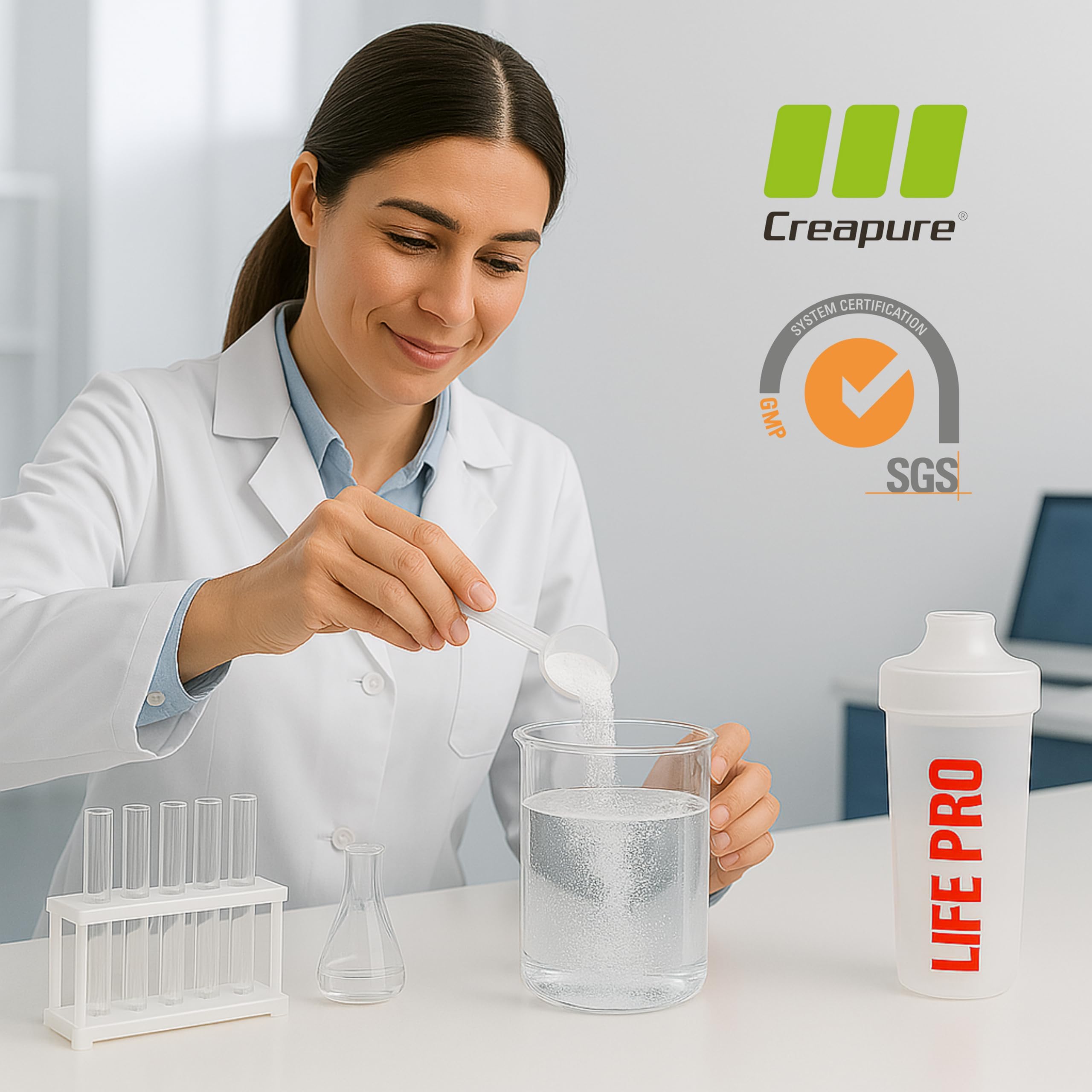 Creatina Monohidratada Creapure Life Pro 650g – Creatina Micronizada Pura, Hasta 216 Tomas – Sin Gluten, Para Fuerza, Energía y Recuperación Muscular – Calidad Alemana Garantizada