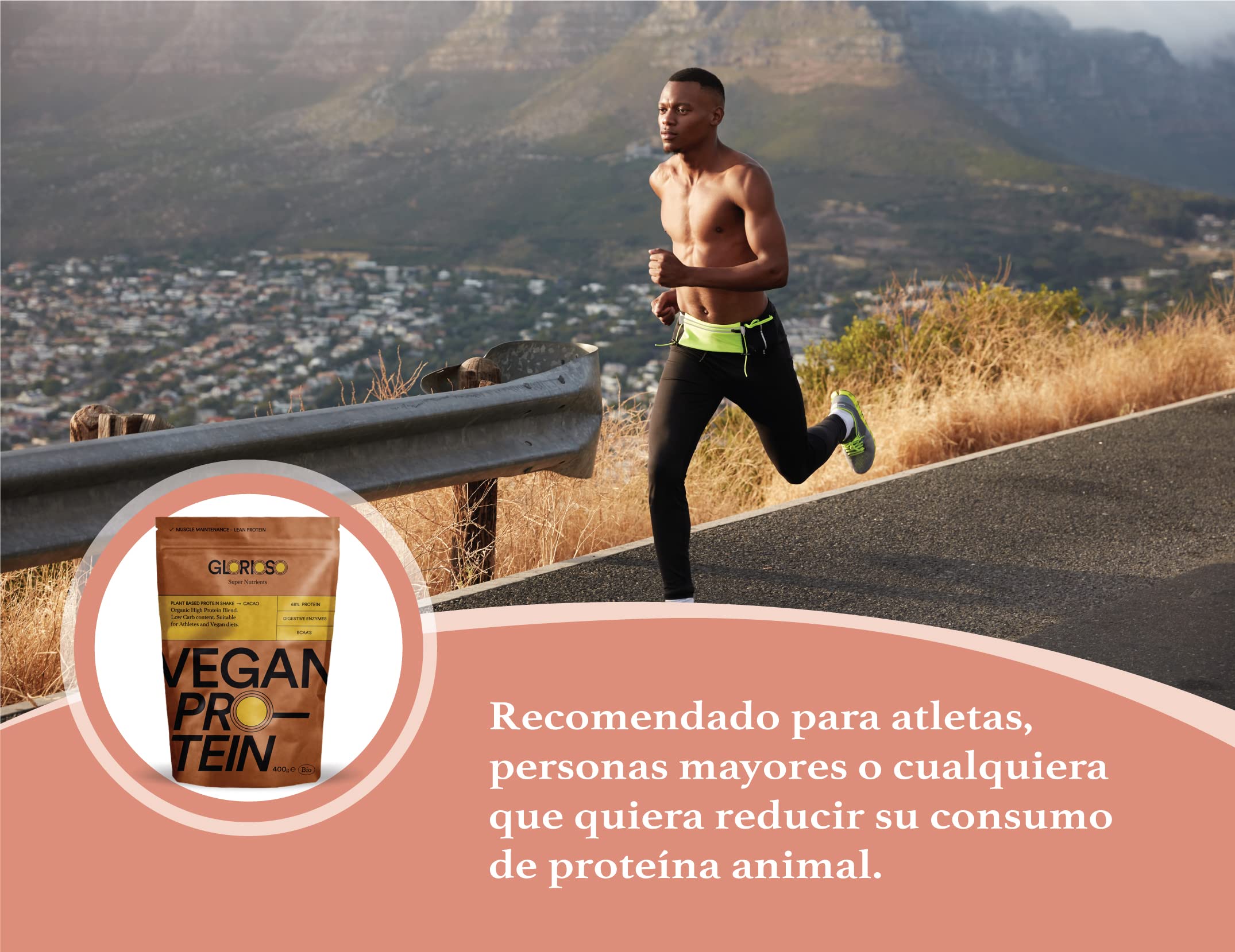Proteína Vegana Sabor Chocolate en Polvo 100% - 400 g - Ideal para Dietas, Aumentar o Mantener Masa Muscular - Sin Lactosa ni Gluten - Glorioso Super Nutrients