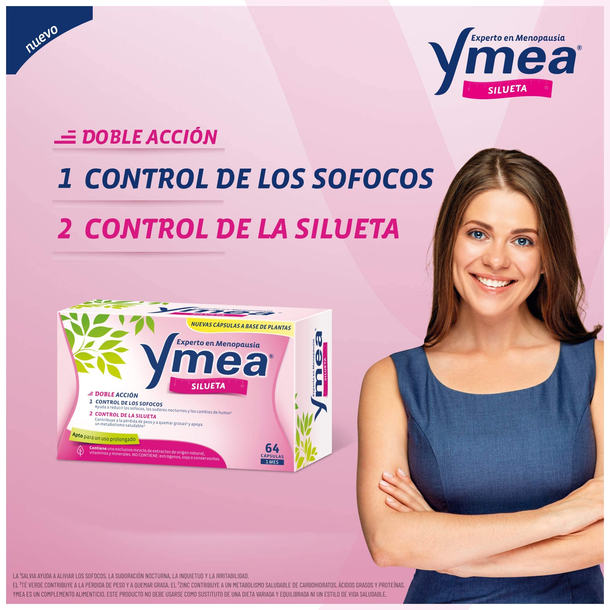 Ymea Menopausia Silueta, Control de Sofocos y Figura, Tratamiento 1 Mes - 64 Cápsulas