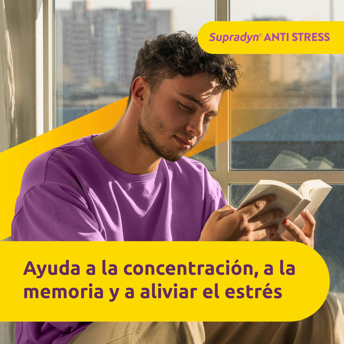 Supradyn Anti Stress con Rhodiola, Albahaca Morada, Bacopa - Soporte de origen Natural contra el Estrés, ayuda a la Concentración, 30 Comprimidos
