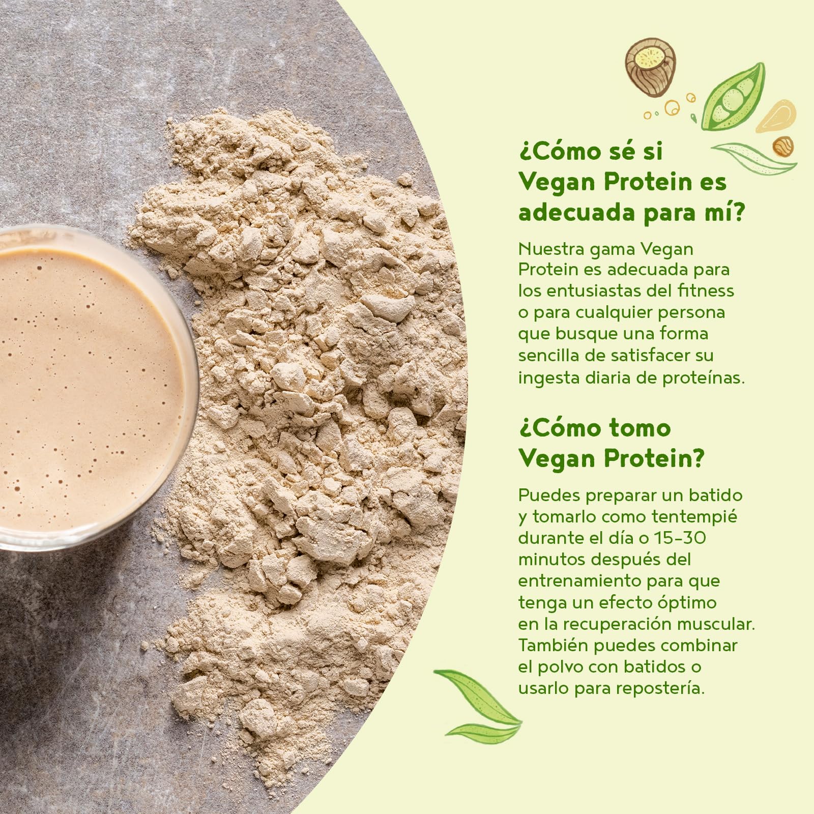 Proteína Vegana en Polvo | Sabor Avellana | 100% Proteina Vegana | 19g dosis Vegan Protein Powder de Guisante, Arroz y Girasol | Proteína Aislada para Masa Muscular | 600g | Alpha Foods