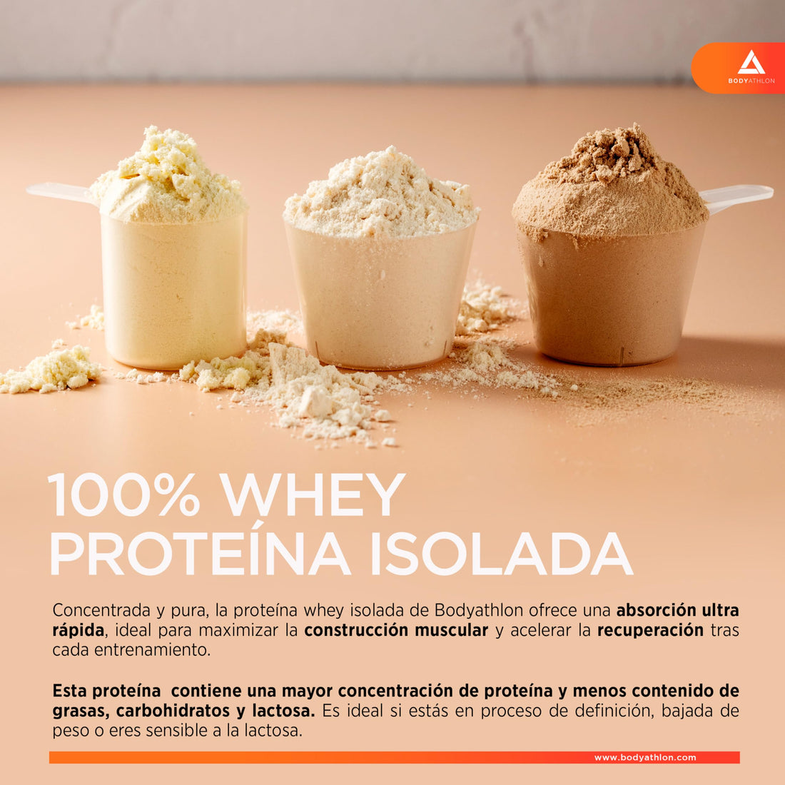 100% Whey Isolate Protein (500g, Sin sabor)