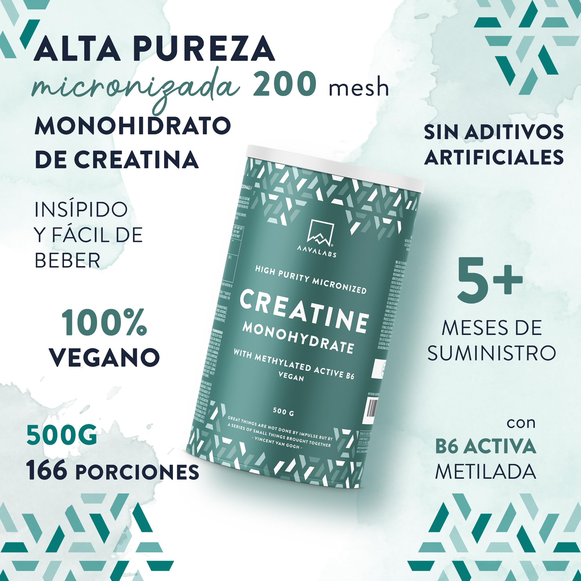 Creatina Monohidratada Micronizada en Polvo 500g -166 Porciones Creatina Vegana-Creatina Monohidrato Pre Entreno y Post Entrenamiento-Creatine Monohydrate con Vitamina B6 - Creatina en Polvo sin Sabor