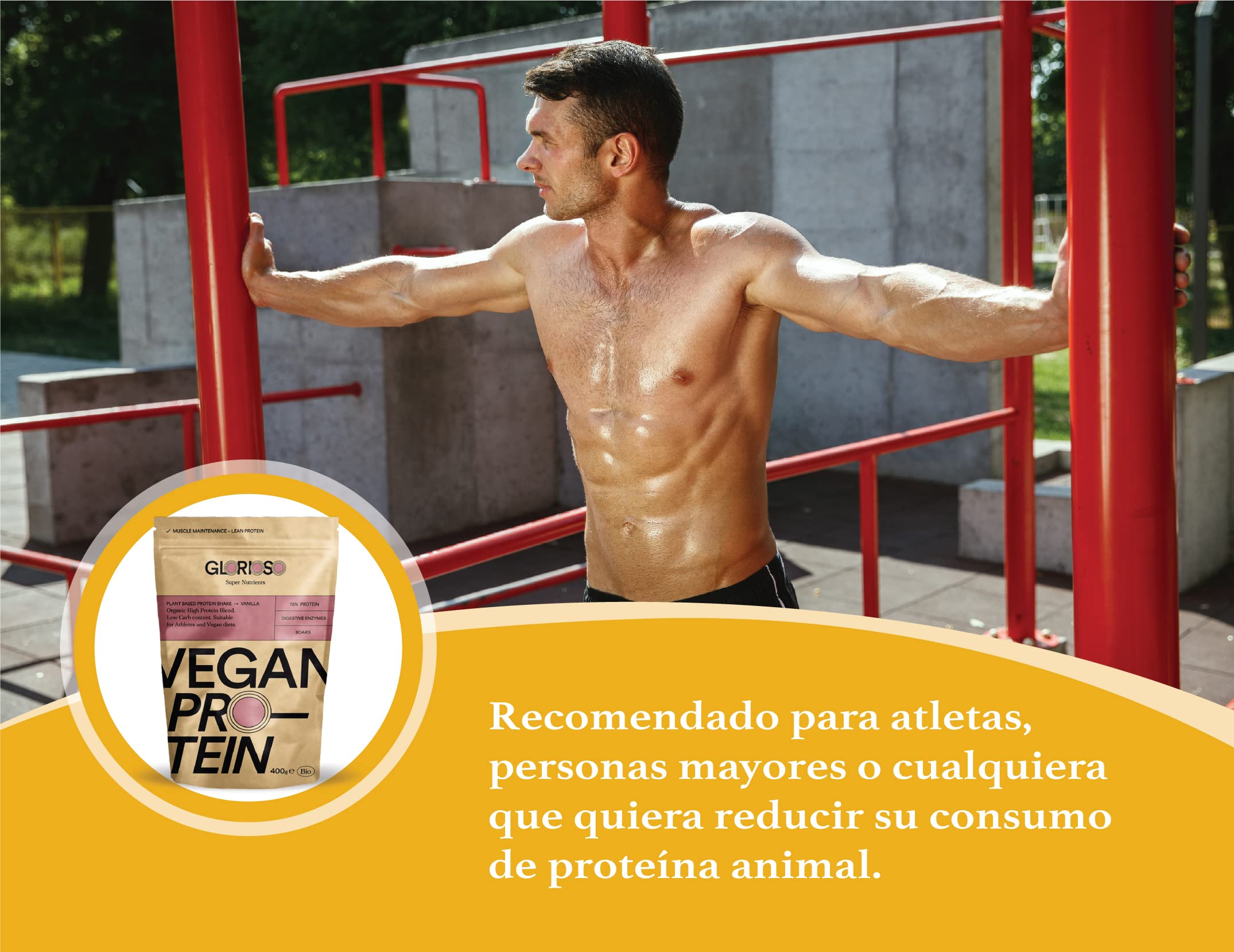 Proteína Vegana Sabor Vainilla en Polvo 100% - 400 g - Ideal para Dietas, Aumentar o Mantener Masa Muscular - Sin Lactosa ni Gluten - Glorioso Super Nutrients